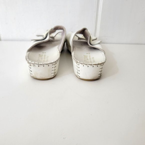 La Plume White Leather Slip On Sandals Made in Italy - Picture 4 of 7